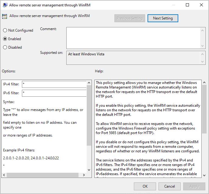 enable winrm